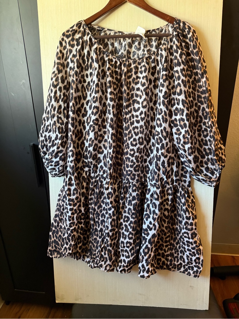 Leopard Print Tunic Dress in Brown and Black